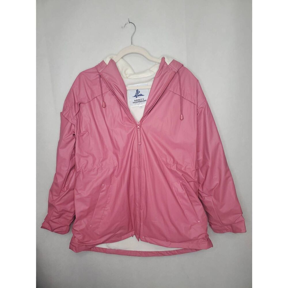 Misty Harbor Women's Fleece Lined Vintage Oversized Pink Rain Jacket Gorpcore